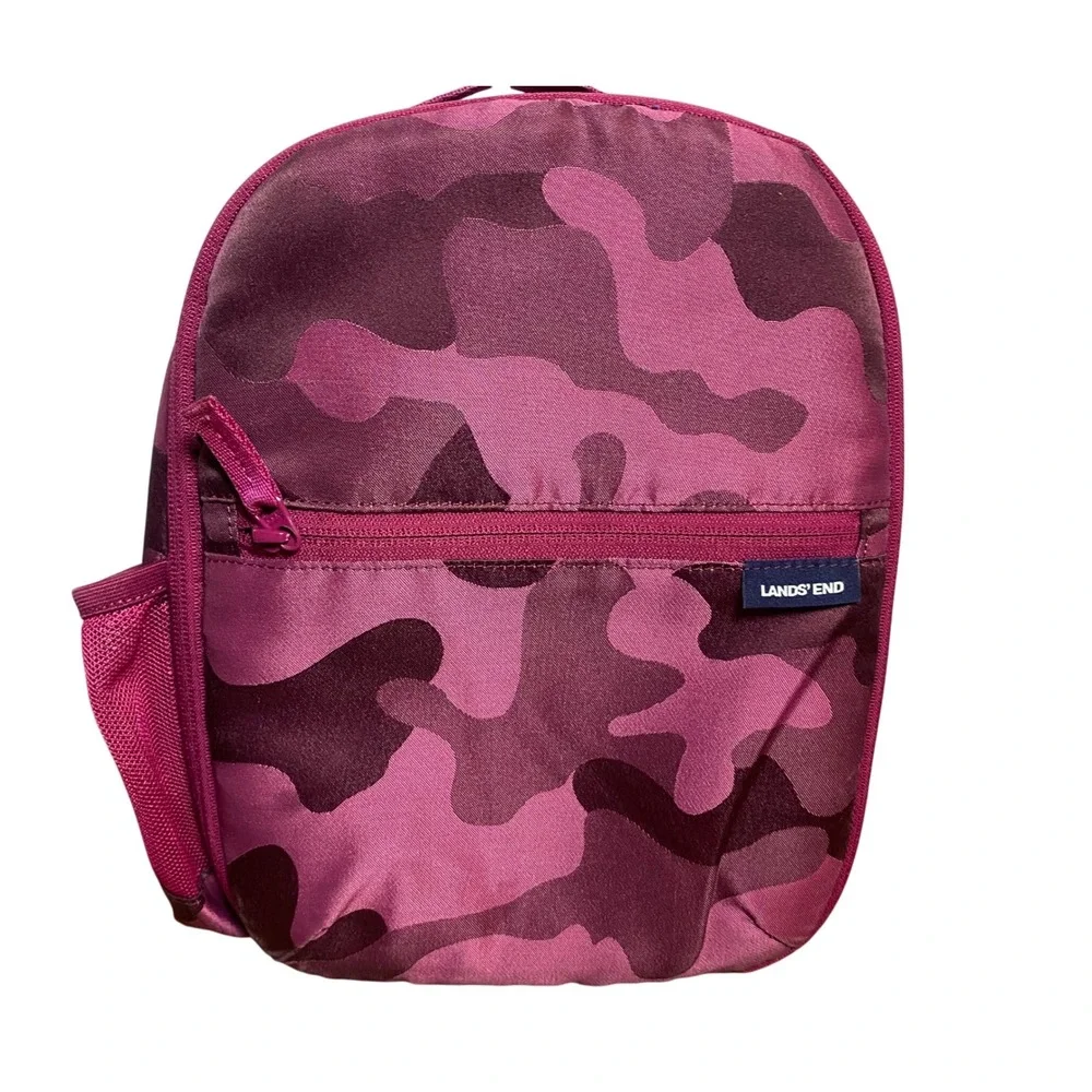 Lands' End Kids Lunch Box Purple Camo Insulated‎ Soft School Lunchbox